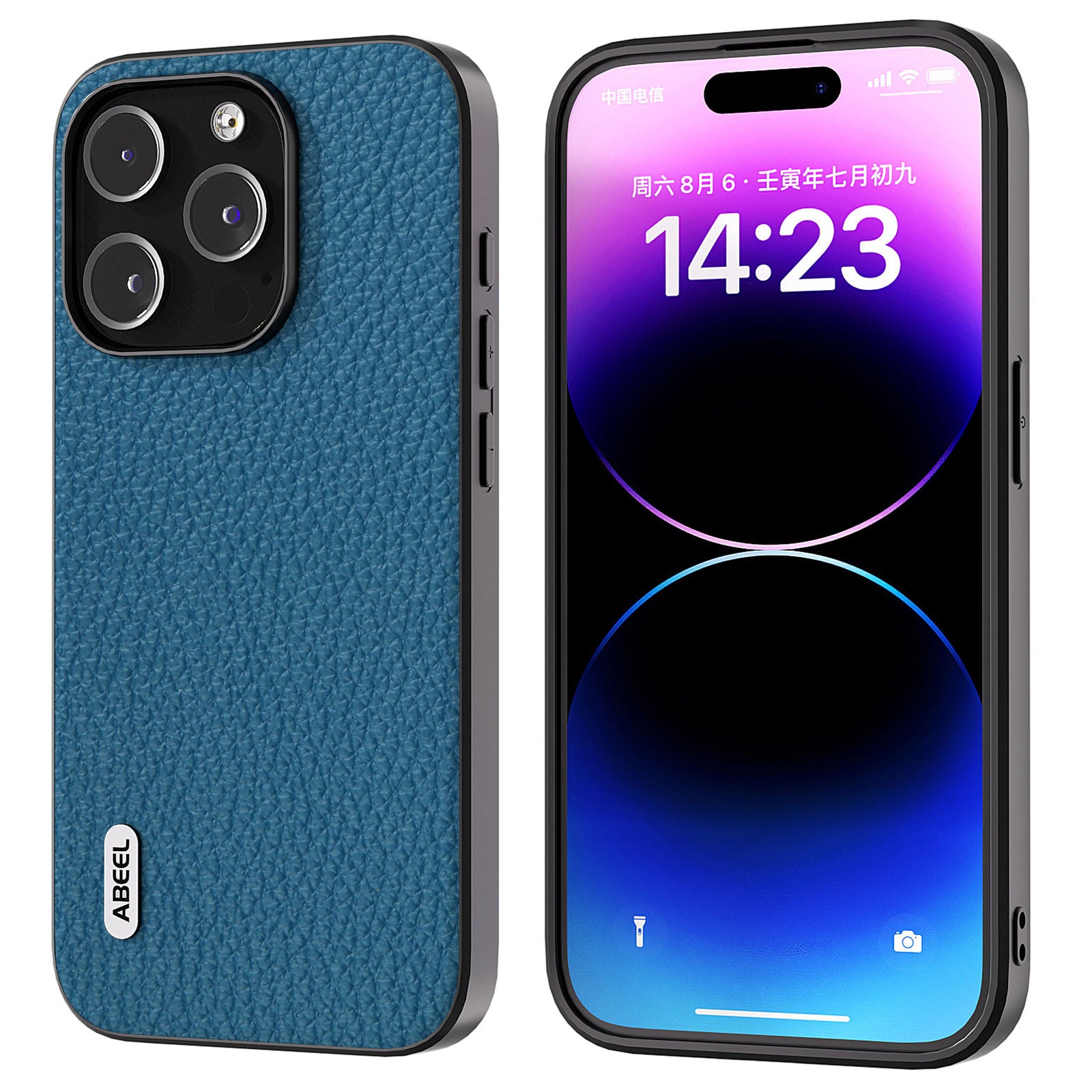 Pouzdro na telefon ABEEL pro iPhone 15 Pro proti poškrábání Hovězí kůže Litchi Texture Cover Pouzdro na telefon ABEEL pro iPhone 15 Pro proti poškrábání Hovězí kůže Litchi Texture Cover